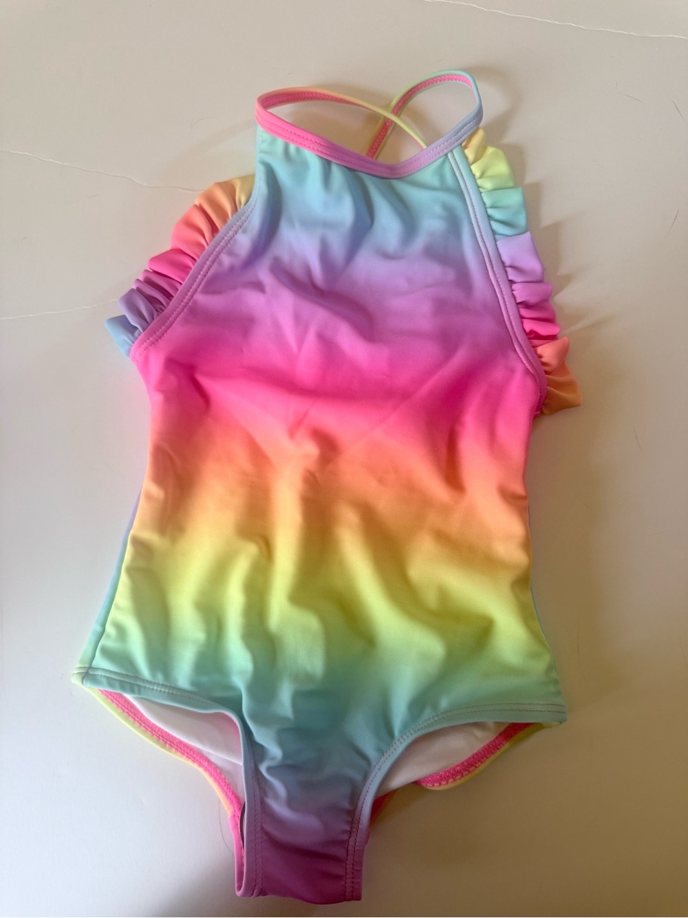 Girls Rainbow Ombre Ruffle One Piece Swimsuit size 2T